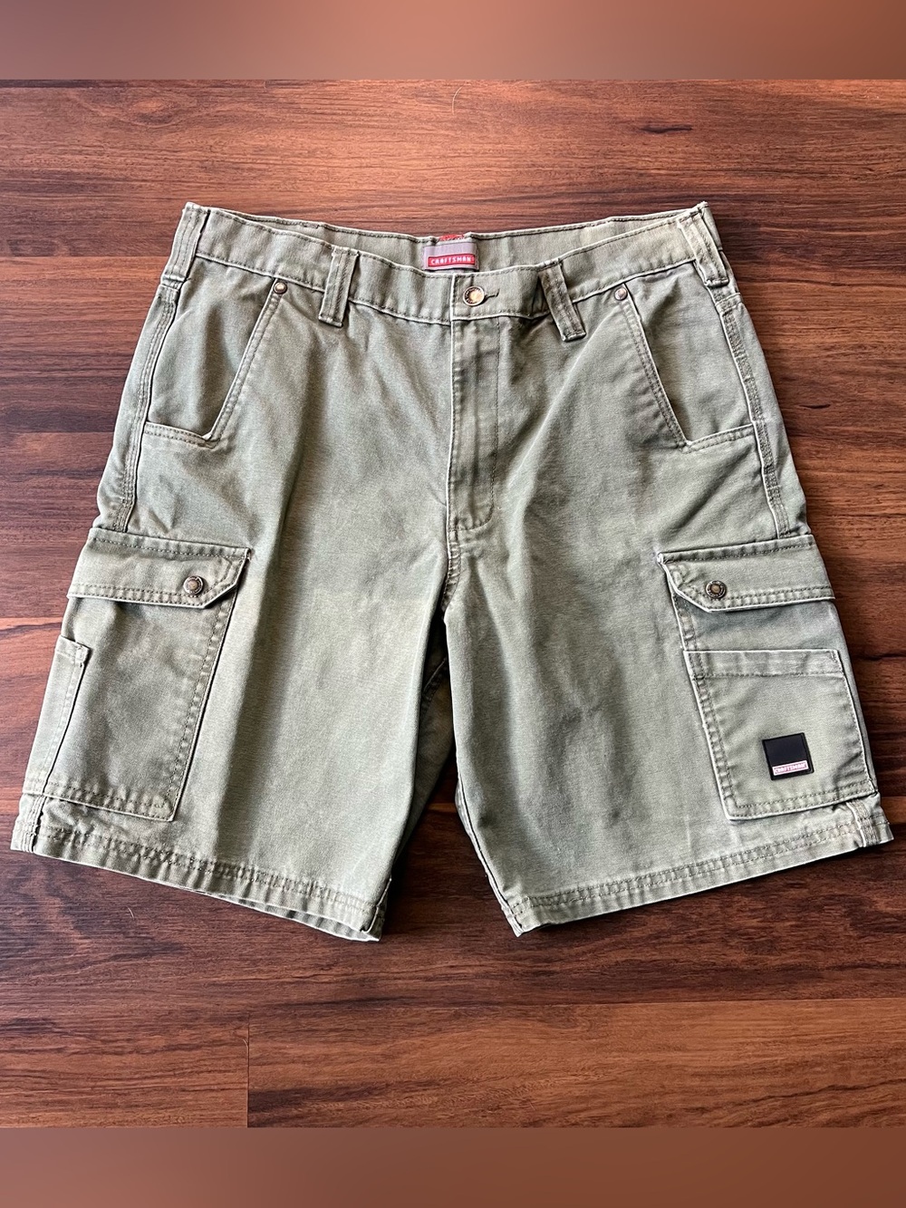 Vintage craftsman heavy duty canvas cargo shorts.